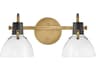 Argo 2-Light Heritage Brass Black Glass Vanity Light