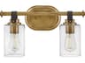 Halstead 2-Light Heritage Brass Glass Vanity Light