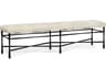 Collins Matte Black Terrain Beige Upholstered Accent Bench