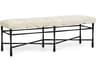Collins Matte Black Terrain Beige Upholstered Accent Bench