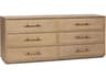 Clement 6-Drawers Natural Mahogany Wood Double Dresser