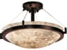 Alabaster Rocks 3-Light Bronze Bowl Semi Flush Mount