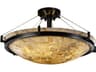 Alabaster Rocks 6-Light Bronze Bowl Semi Flush Mount