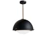 Fusion 2-Light Matte Black Brass Glass Dome Pendant