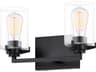 Fusion 2-Light Matte Black Glass Vanity Light