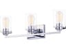Fusion 3-Light Polished Chrome Glass Vanity Light