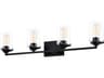 Fusion 4-Light Matte Black Glass Vanity Light