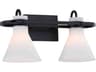 Fusion 2-Light Matte Black Glass Vanity Light