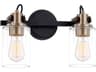 Fusion 2-Light Matte Black Brass Glass Vanity Light