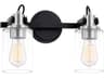 Fusion 2-Light Matte Black Brushed Nickel Glass Vanity Light