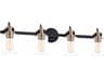 Fusion 4-Light Matte Black Brass Glass Vanity Light