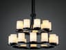 Fusion 21-Light Black Glass Cylinder Tiered Chandelier