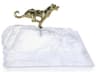Sprinting Brass Panther on Selenite Sculpture