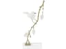 White Gold Porcelain Bird on Pine Branch-I Sculpture