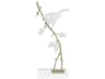 White Gold Porcelain Bird on Pine Branch-II Sculpture
