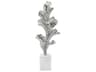 Silver Gleaming Leaf on Marble Base Sculpture