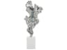 Silver Gleaming Leaf on Marble Base Sculpture