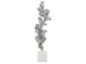 Silver Gleaming Leaf on Marble Base Sculpture