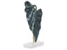 Standing Leaf on Marble Base Blue Sculpture