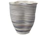 Undulation Textured Matte White Blue Vase
