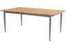 Special Order La Jolla Aluminum 72"W x 43.5"D Rectangular Teak Top Dining Table with Umbrella Hole