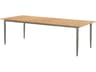 Special Order La Jolla Aluminum 91.5"W x 43.5"D Rectangular Teak Top Dining Table with Umbrella Hole