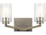 Deryn 2-Light Distressed Antique Gray Glass Vanity Light