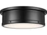 Serca 3-Light Black Glass Drum Flush Mount