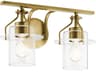 Everett 2-Light Brushed Brass Glass Vanity Light