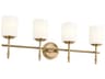 Ali 4-Light Brushed Natural Brass Glass Vanity Light