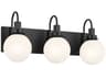 Hex 3-Light Black Glass Vanity Light