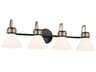 Farum 4-Light Black Brass Glass Vanity Light