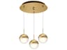 Pluto 3-Light Brushed Gold Globe Mini Pendant