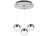 Pluto 3-Light Chrome Globe Mini Pendant