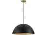 Lou 1-Light Black Lacquered Brass Dome Pendant