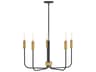 Austen 5-Light Black Lacquered Brass Candelabra Chandelier
