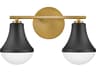 Haddie 2-Light Black Lacquered Brass Vanity Light