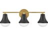 Haddie 3-Light Black Lacquered Brass Vanity Light
