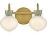 Lucy 2-Light Vanity Light in Lacquered Brass and Seafoam