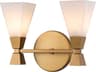 Bowtie 2-Light Laquered Gold Glass Vanity Light