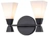Bowtie 2-Light Matte Black Glass Vanity Light