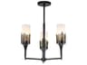 Sawgrass 3-Light Matte Black Glass Cylinder Chandelier