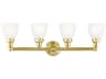Classic 4-Light Polished Brass Glass Vanity Light