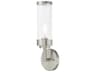 Hillcrest 1-Light Brushed Nickel Clear Glass Wall Sconce