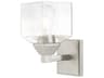 Aragon 1-Light Brushed Nickel Clear Glass Wall Sconce
