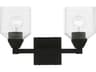Aragon 2-Light Black Glass Vanity Light