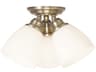 Somerville 3-Light Antique Brass White Glass Bell Semi Flush Mount