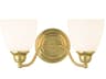 Somerville 2-Light Polished Brass Glass Vanity Light