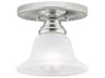 Edgemont 1-Light Polished Chrome White Glass Bell Semi Flush Mount