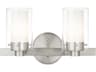 Manhattan 2-Light Brushed Nickel Glass Vanity Light